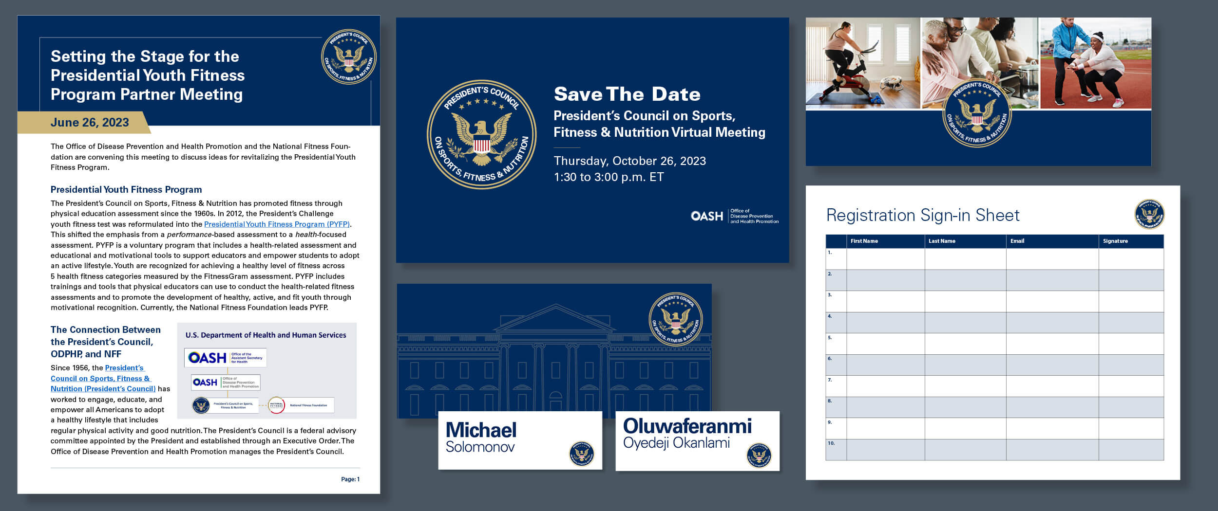 Various designed materials for the 2023 virtual meeting